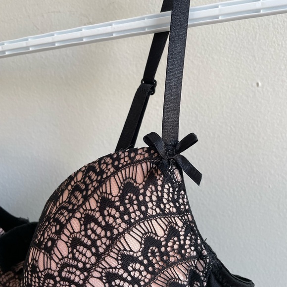 BLACK PINK MARILYN MONROE SLIP PADDED BRA LACE ADJUSTABLE STRAPS STRETCH - Picture 5 of 16